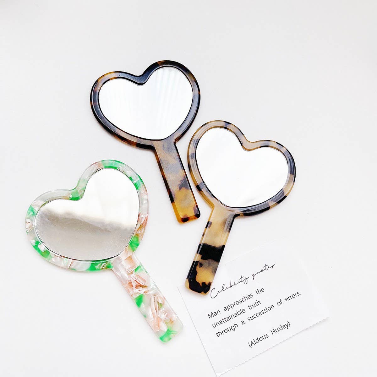 Retro Acetate Compact Mirror Geometric/Heart_CWMM6373