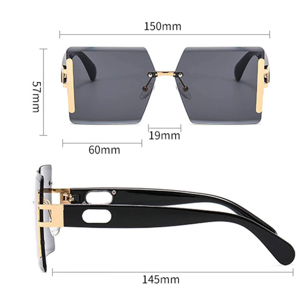 Rimless Cut Edge Ocean Lens Sunglasses Unisex