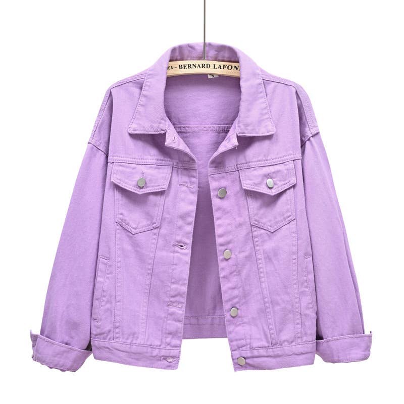 Solid color slim cropped denim jacket casual jacket