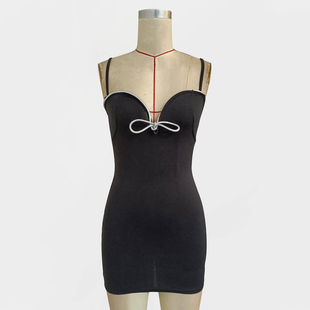 LACE-UP SLEEVELESS HALTER DRESS WITH HIP WRAP