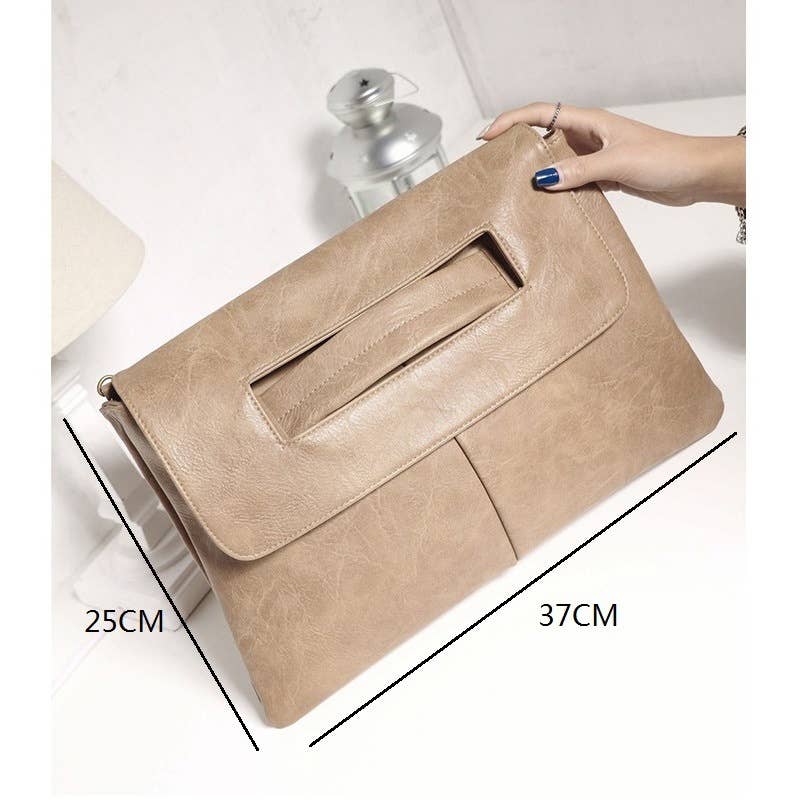 PU crossbody strap large-capacity clutch