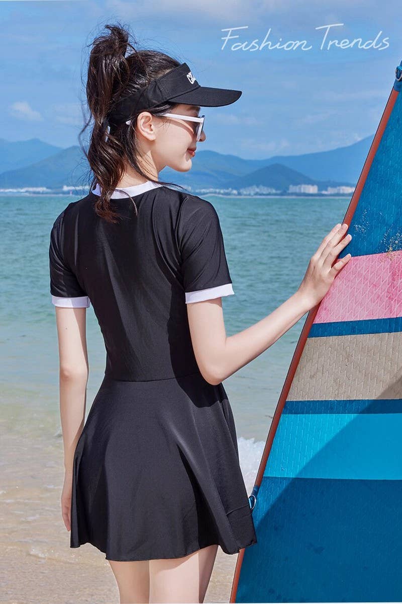 CWMW0858_LETTERING PRINTED ONE-PIECE DRESS-STYLE SWIMSUIT