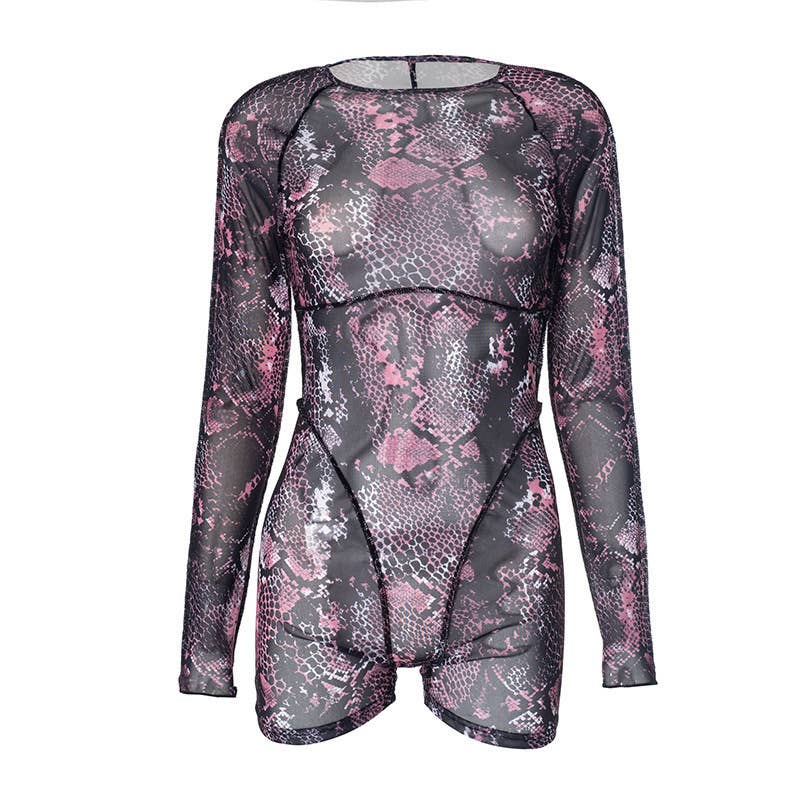 Mesh Backless High Waist Jumpsuit