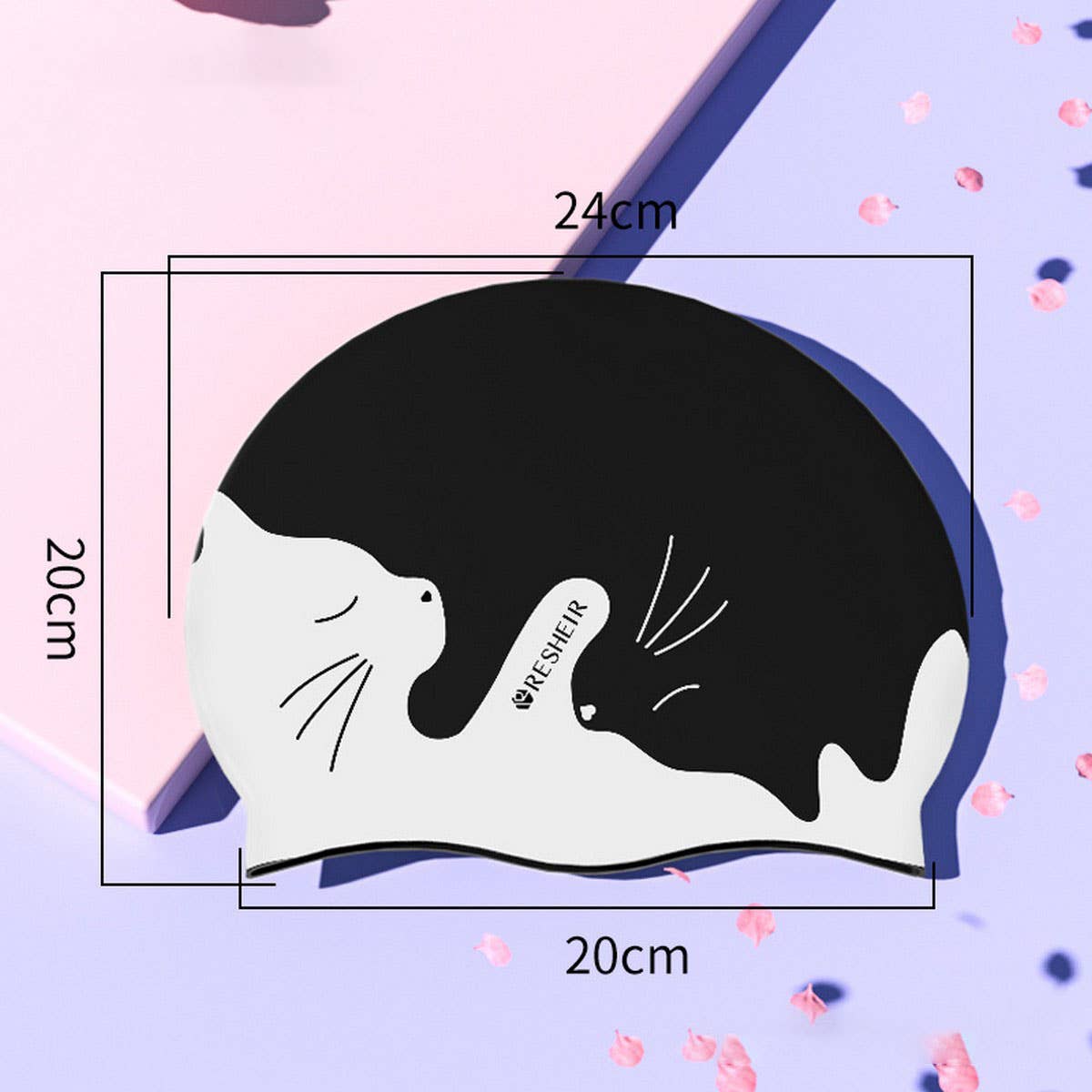 XL Silicone Swim Cap for Long Hair Adults Earproof_CWMM6703