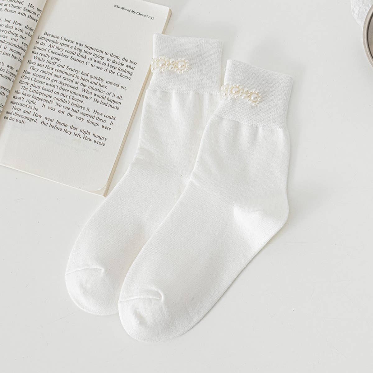 WOMEN NEW PEARL SOLID COLOR SOCKS