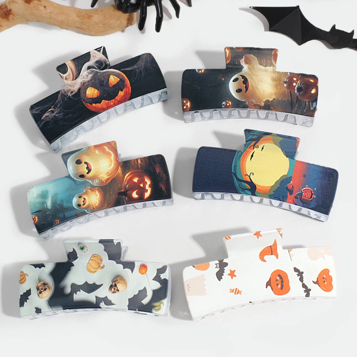Halloween Ghost, Pumpkin & Bat Hair Claw