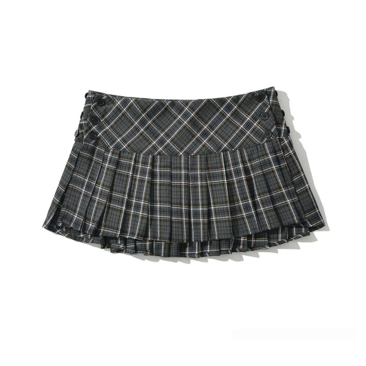 Plaid Pleated Skirt for Women, Adjustable Waist_CWDSD8341