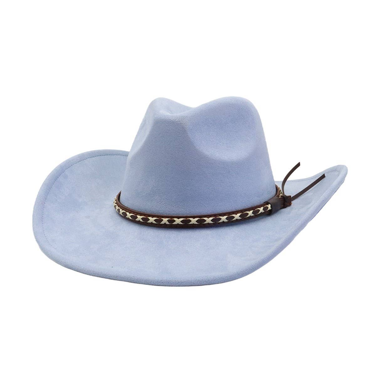 Soft Suede Western Cowboy Fedora Hat Ethnic Style_CWAH04401