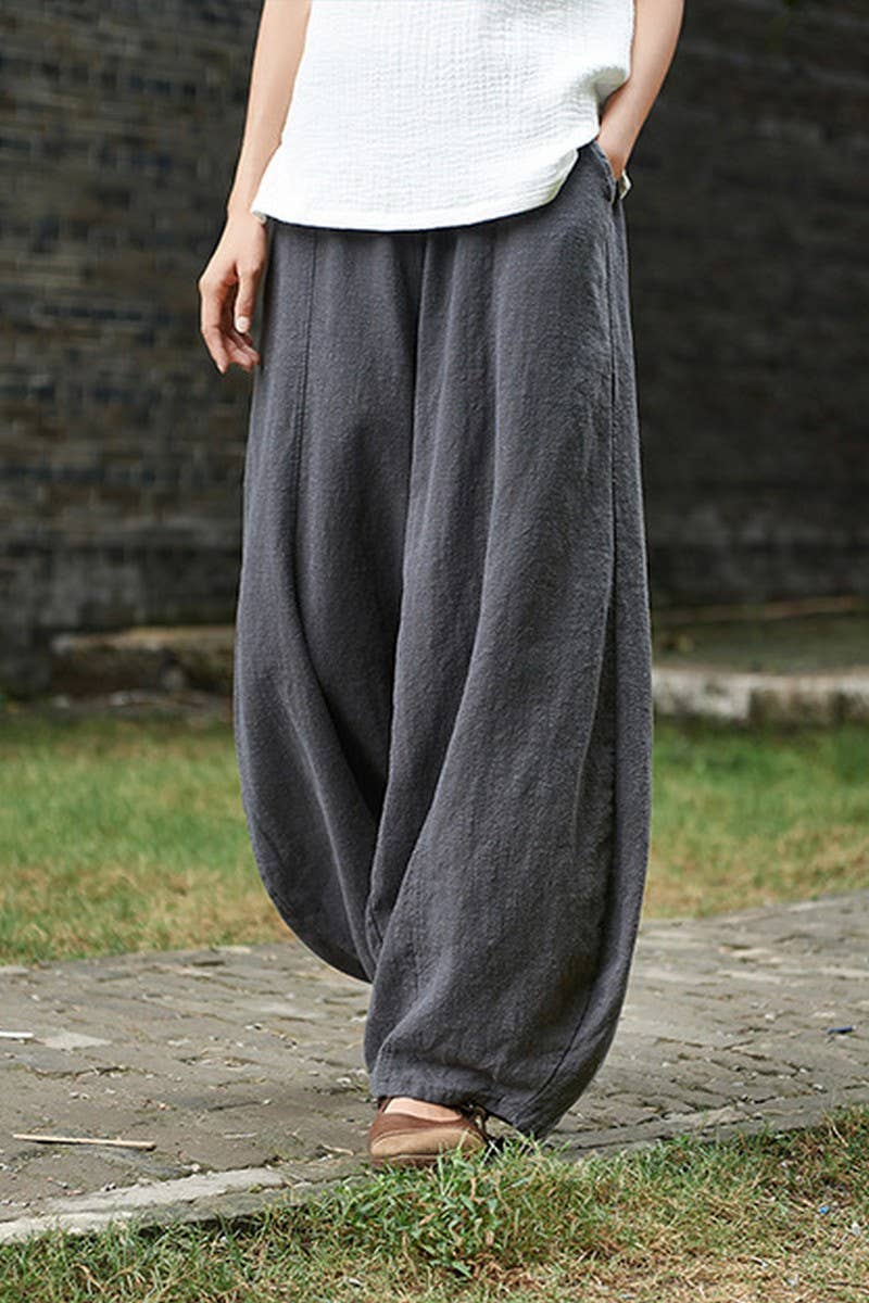 CWBLP1375_COTTON AND LINEN WASHED LOOSE CASUAL BLOOMERS