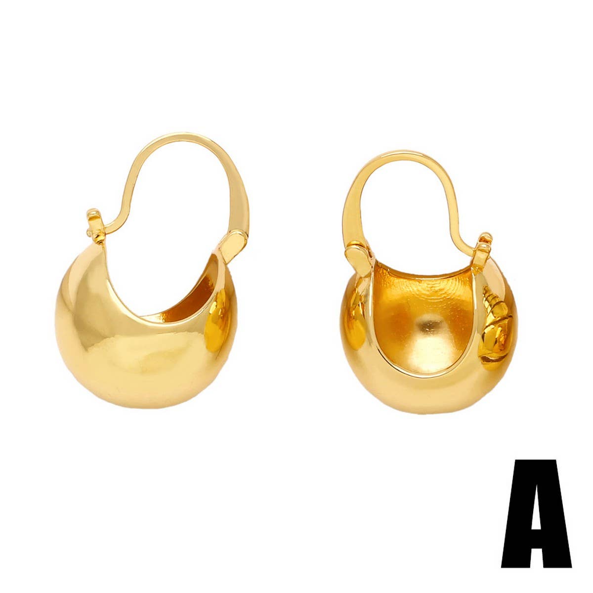 FASHIONABLE GOLD PLATED HOLLOW ROUND EARRINGS