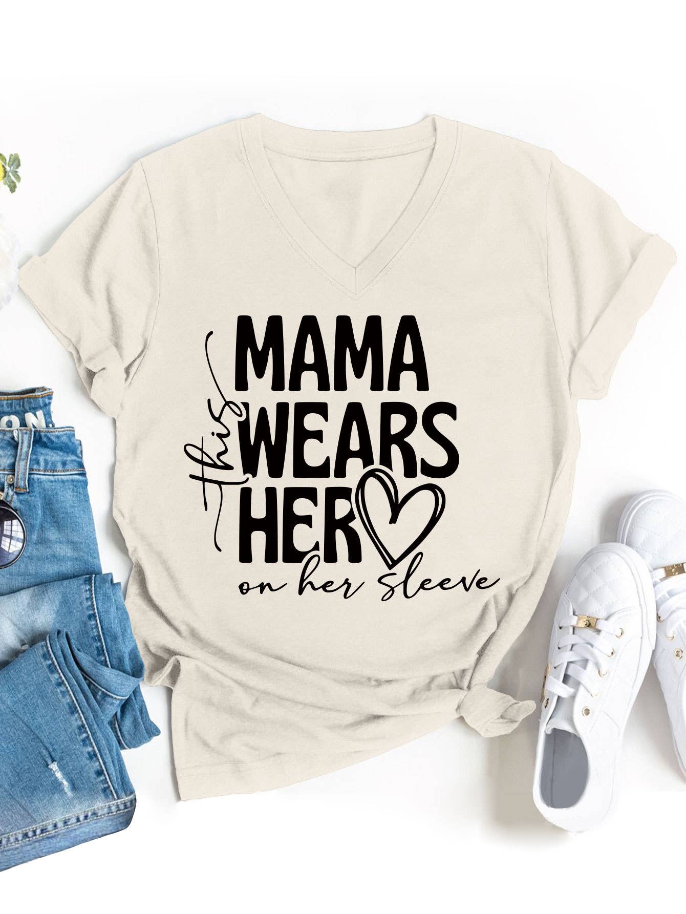Simple Mother's Day V-neck blouse_CWTBLS0554