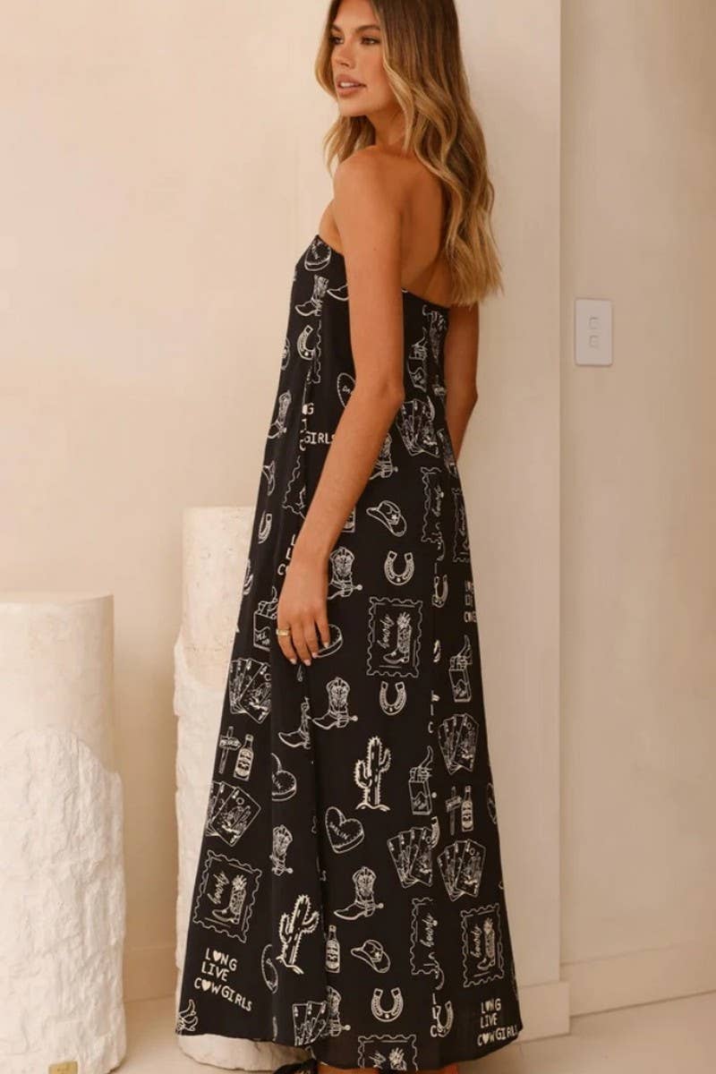 CWDMD5925_SUMMER NEW TUBE TOP A-LINE LONG DRESS FOR WOMEN