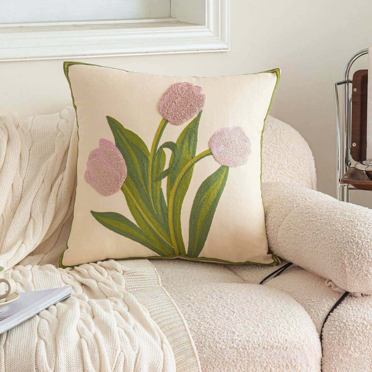 Luxury Embroidered Throw Pillow Cover for Sofa/Bed