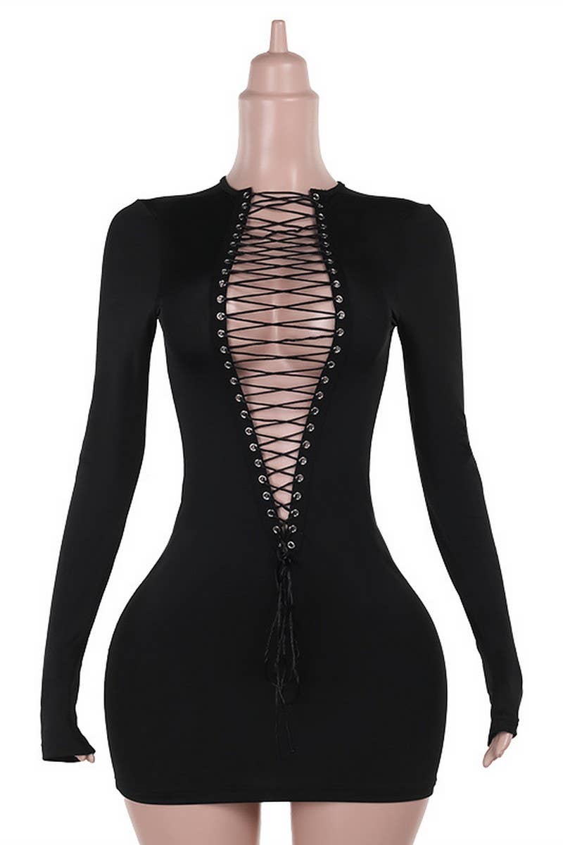 CWDSD6706_SEXY HIP-HUGGING DRESS WITH FRONT AND BACK STRAPS