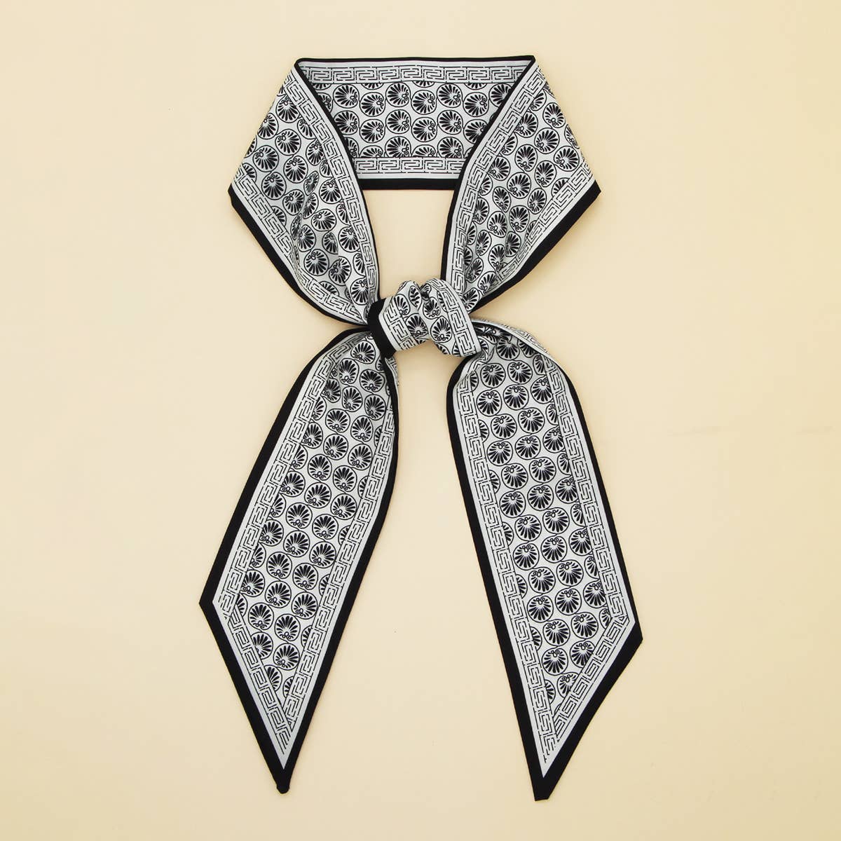 Elegant Floral Scarf - Hair Ribbon & Bag Accessory