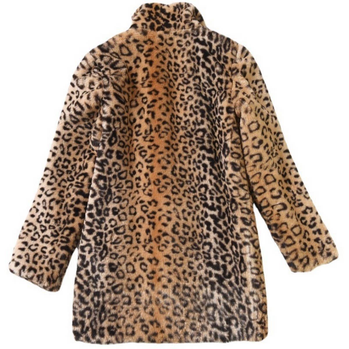 Leopard Faux Fur Coat Women Mid-Length Winter