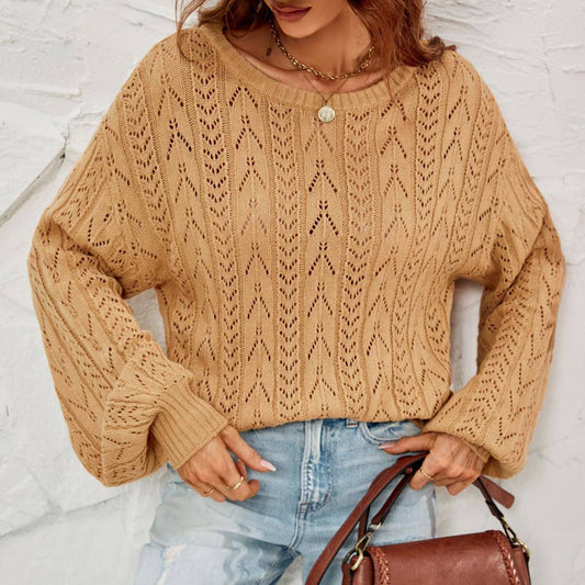 HOLLOWED-OUT CREW-NECK SWEATER