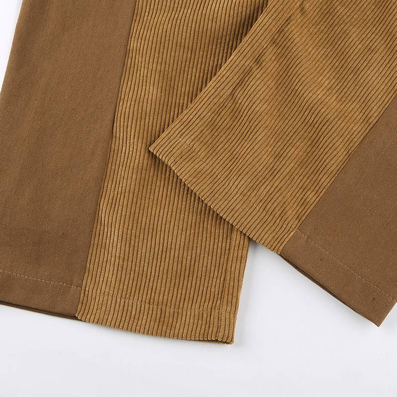 LOOSE-FITTING PANTS SOLID CORDUROY PANTS