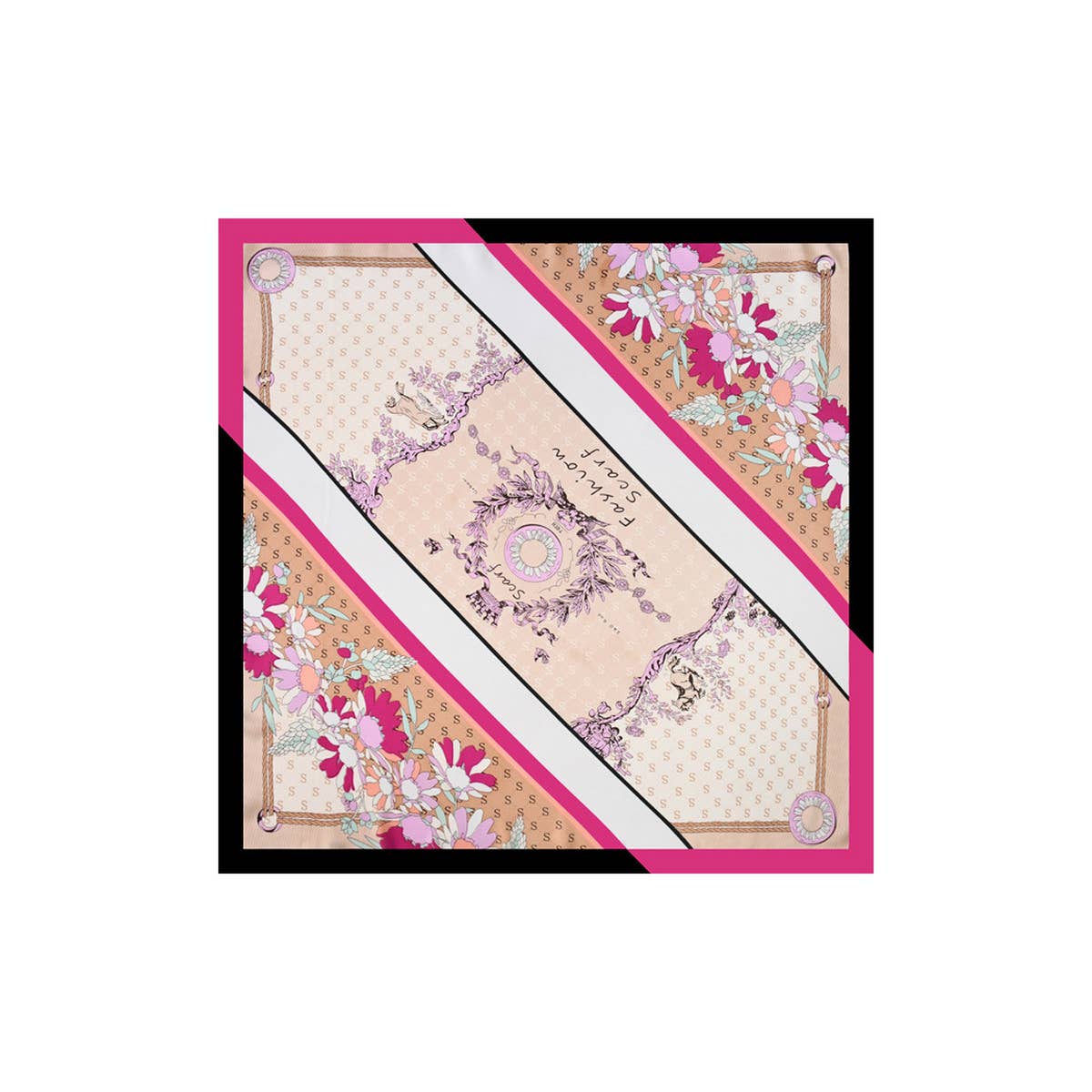 ARRIVAL ENGLISH LETTER FLOWER SQUARE SCARF_CWASC1169