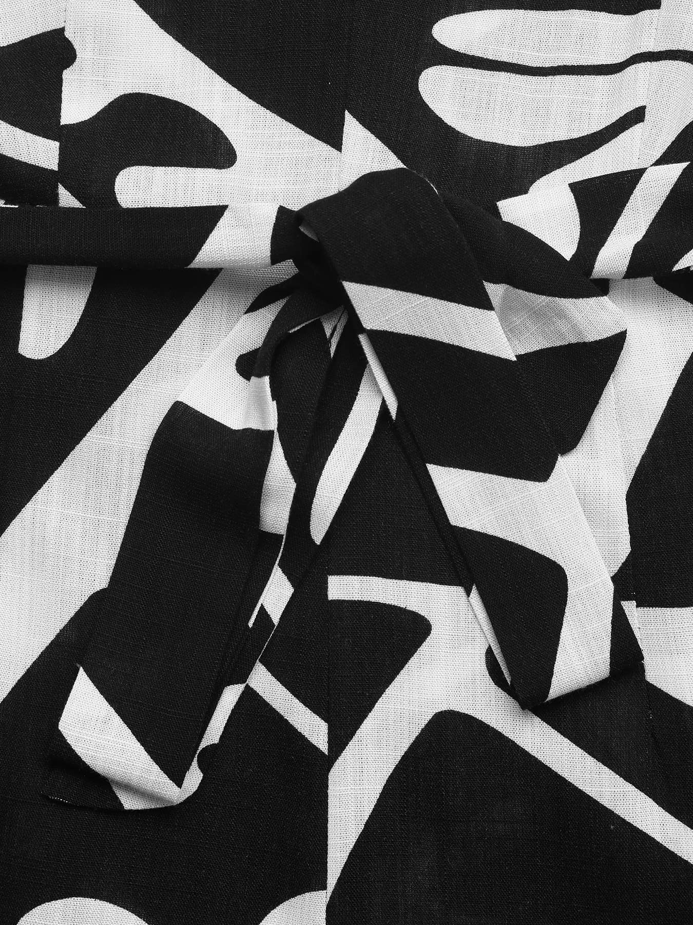 V-neck commuter sleeveless printed jumpsuit