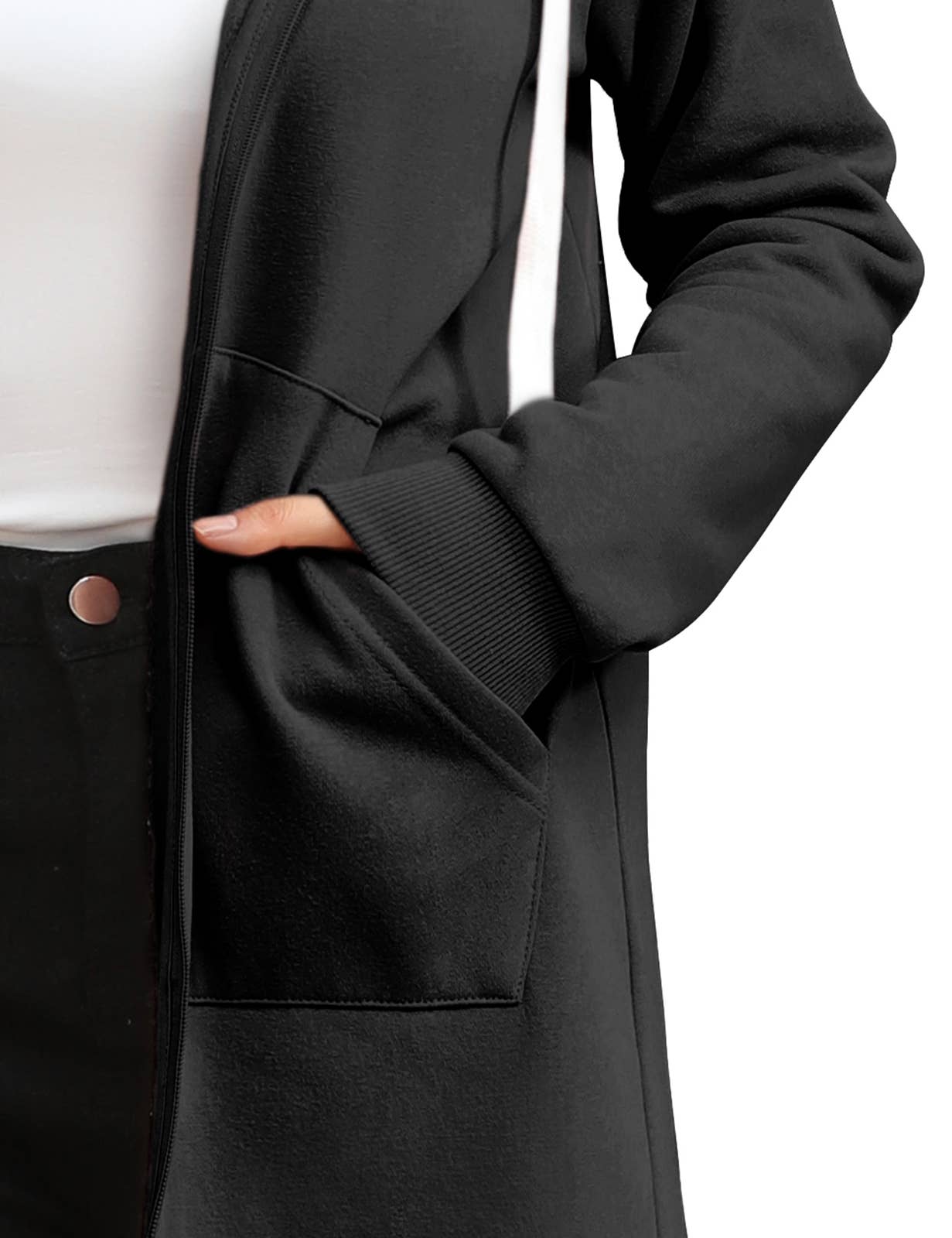 CWOHOL448_Lightweight Thin Zip-Up Hoodie Long Jacket