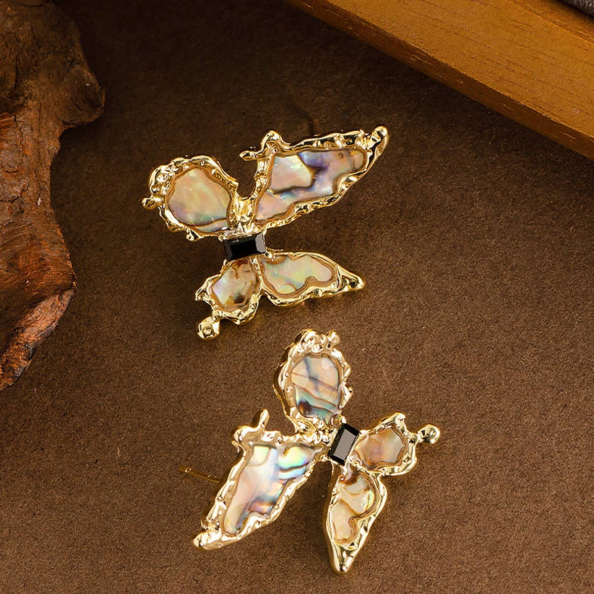 COLORFUL ABALONE BUTTERFLY EARRINGS