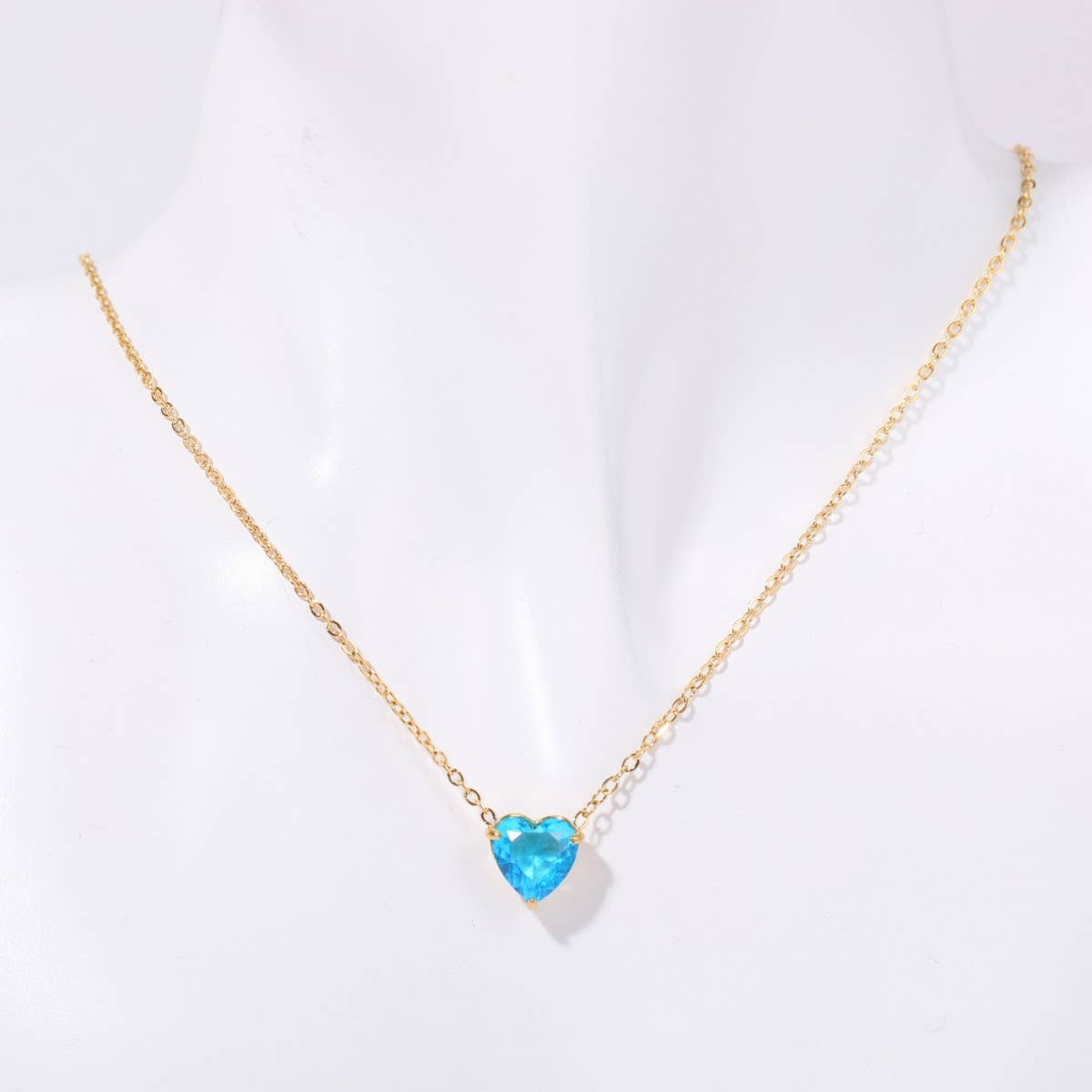 Stainless Steel Birthstone Heart Necklace_CWMM5667