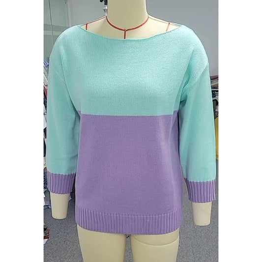 WOMEN'S COLOR-MATCHING LONG-SLEEVED SWEATER