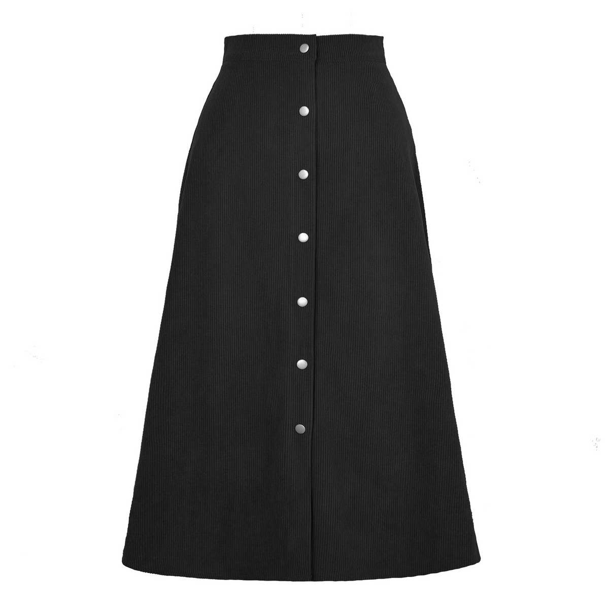 CORDUROY SKIRT SINGLE BREASTED HIGH WAISTLONGSKIRT