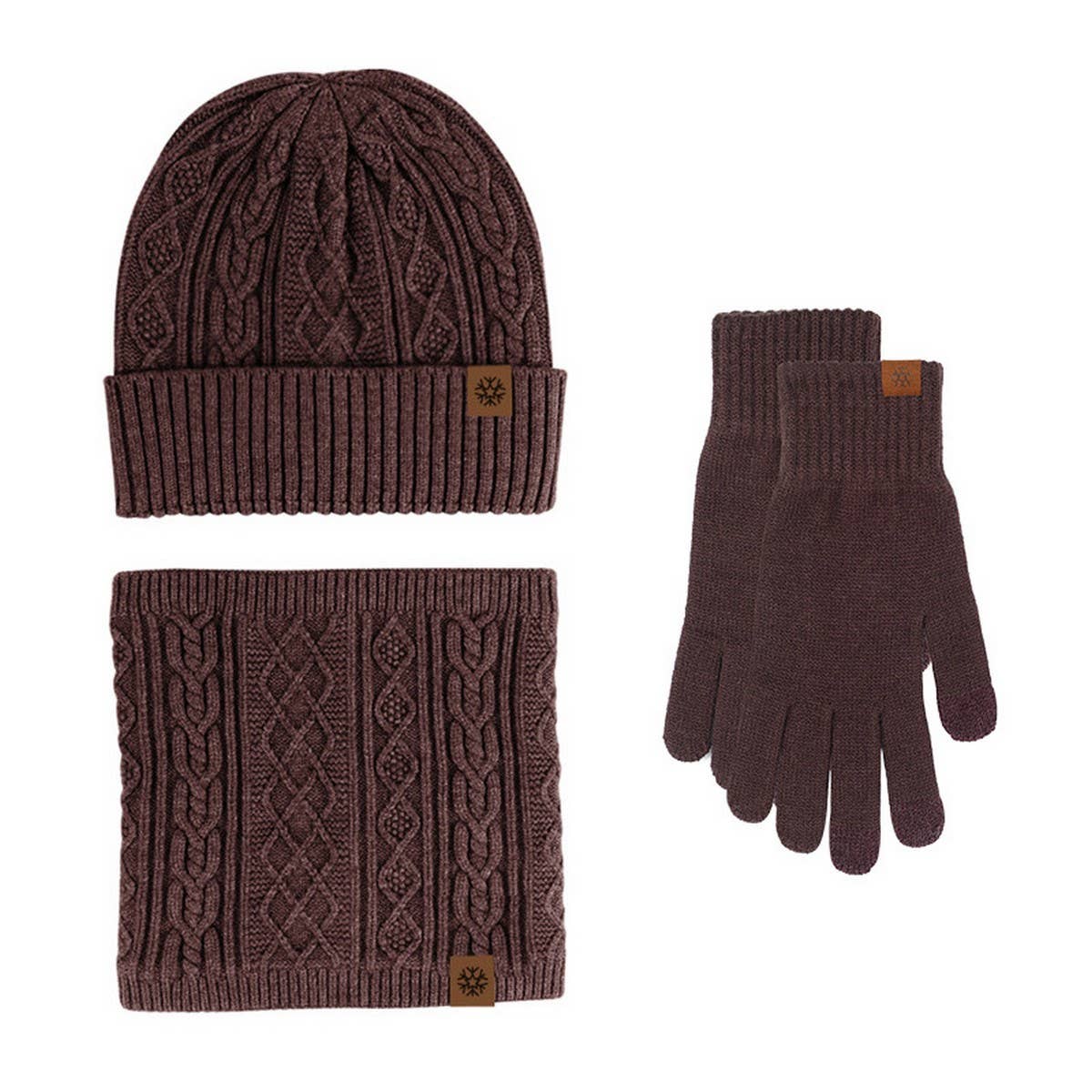 WINTER KNITTED PLUSH WARM WOOL THREE-PIECE SUIT