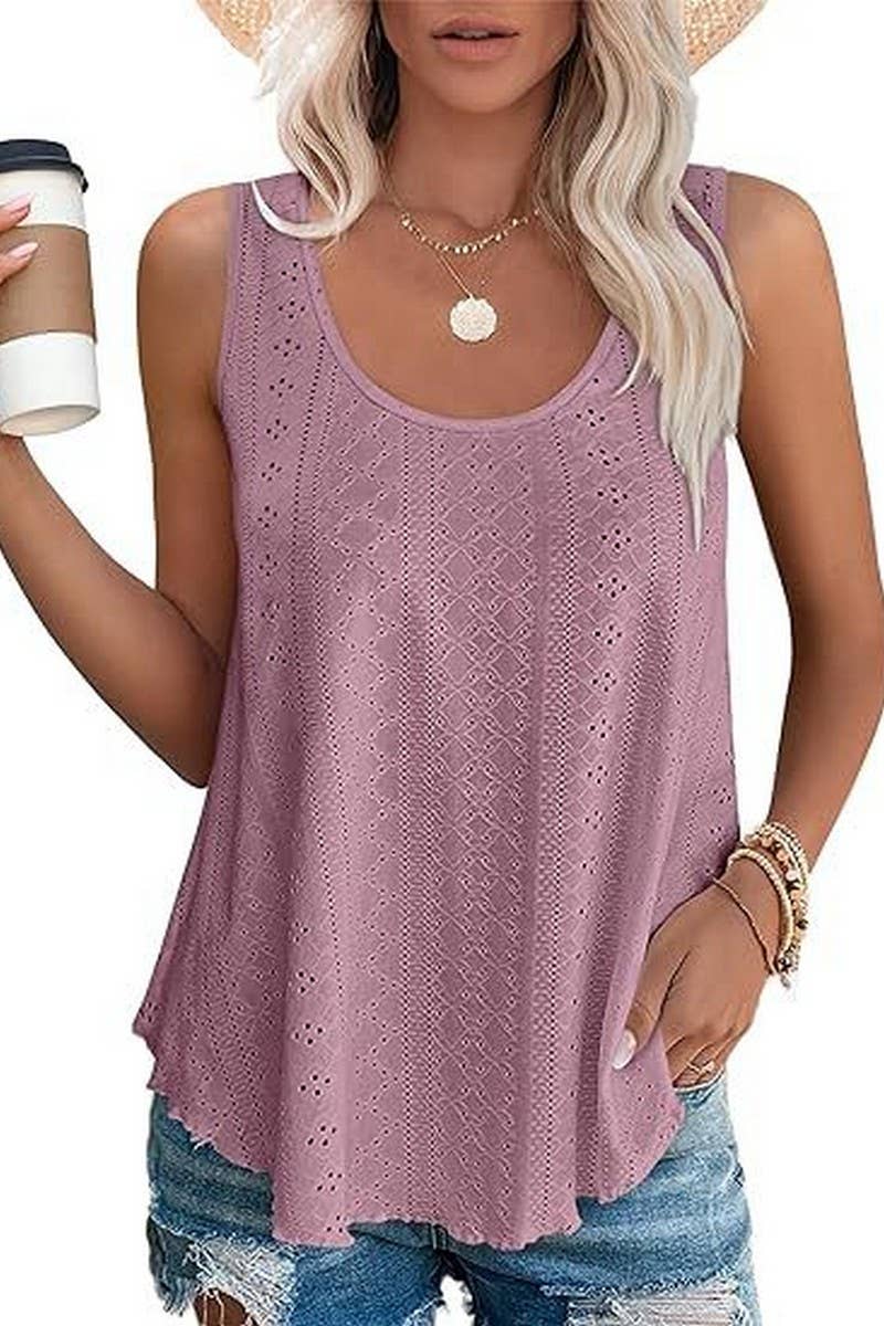 Cwttsl0235_Round Neck Sleeveless Knit Top