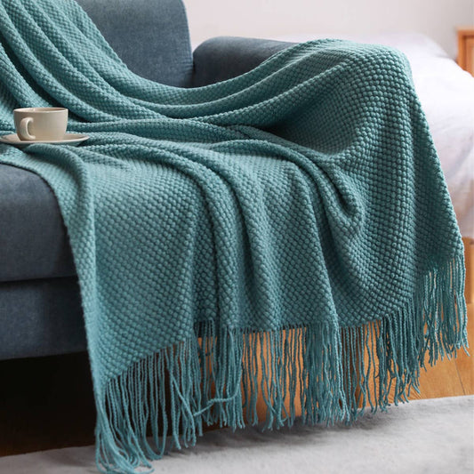 SOFT AND WARM KNIT TASSEL BLANKET FOR BED SOFA_CWMM0186