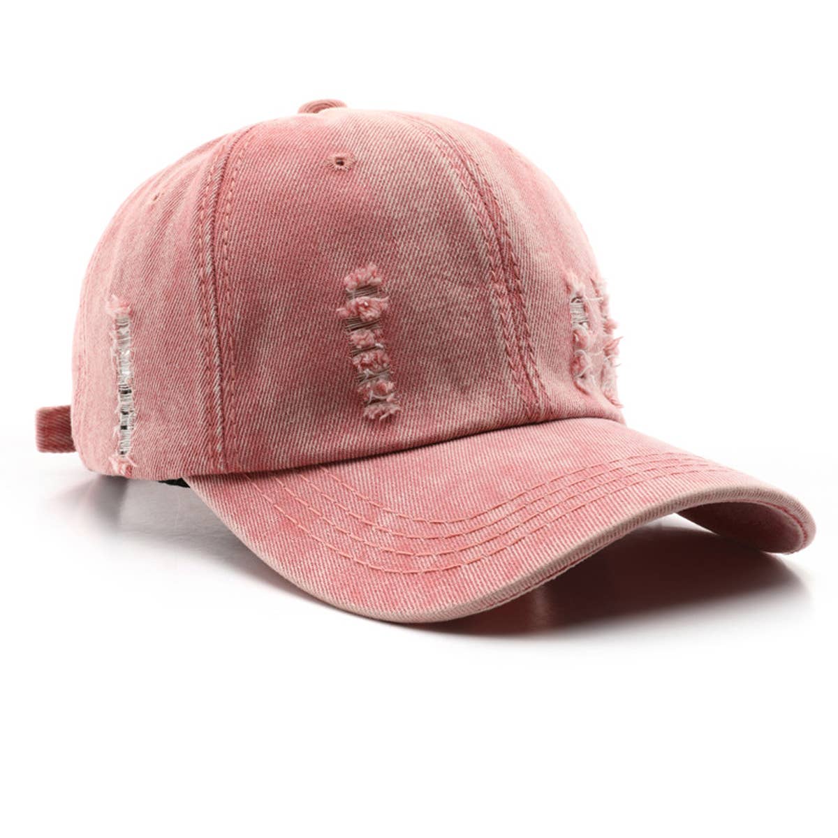 Vintage Washed Distressed Denim Baseball Cap_CWAH0896