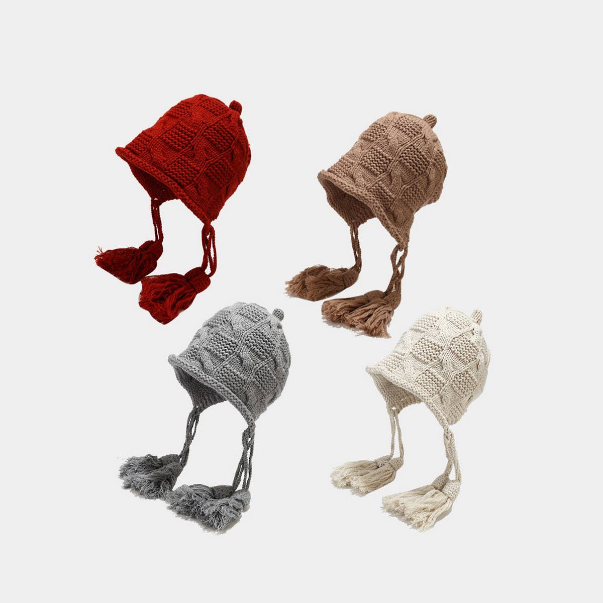 AUTUMN AND WINTER WOOL BALL KNITTED EARMUFFS HAT_CWAH1602