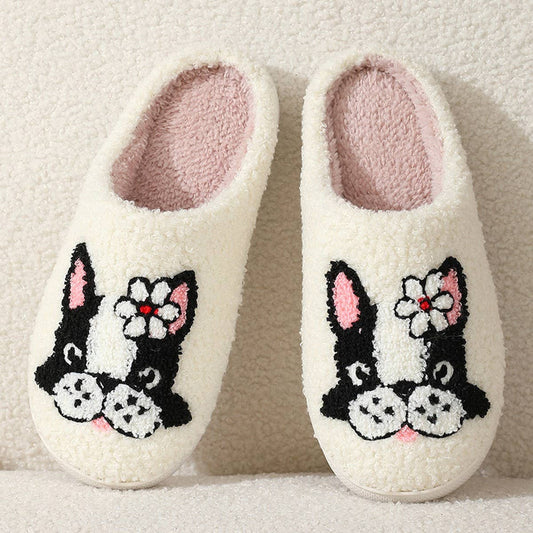 WINTER CUTE CARTOON FLOWER DOG COTTON SLIPPERS