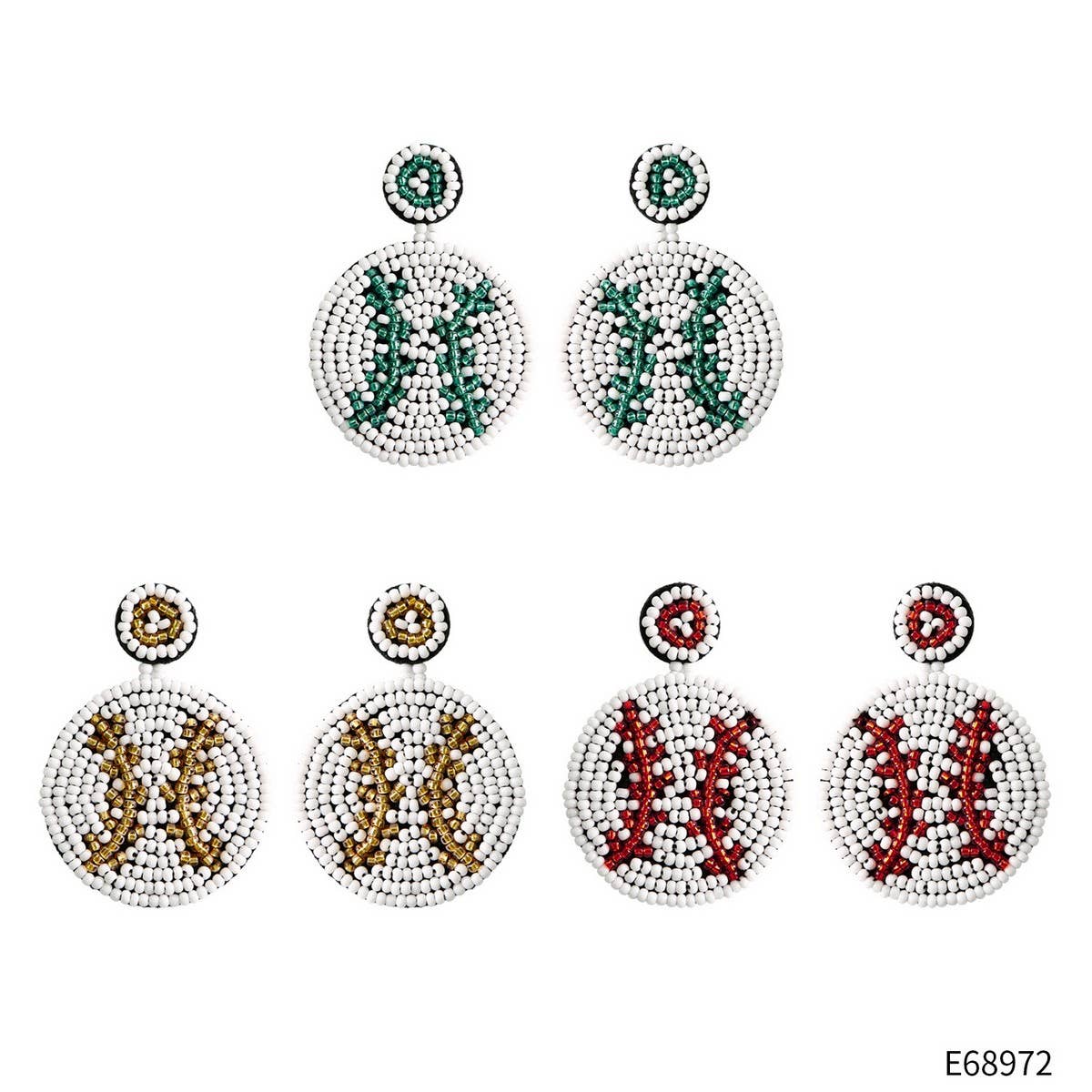 HAND BEADED VINTAGE FOOTBALL STUD EARRINGS_CWAJE1658