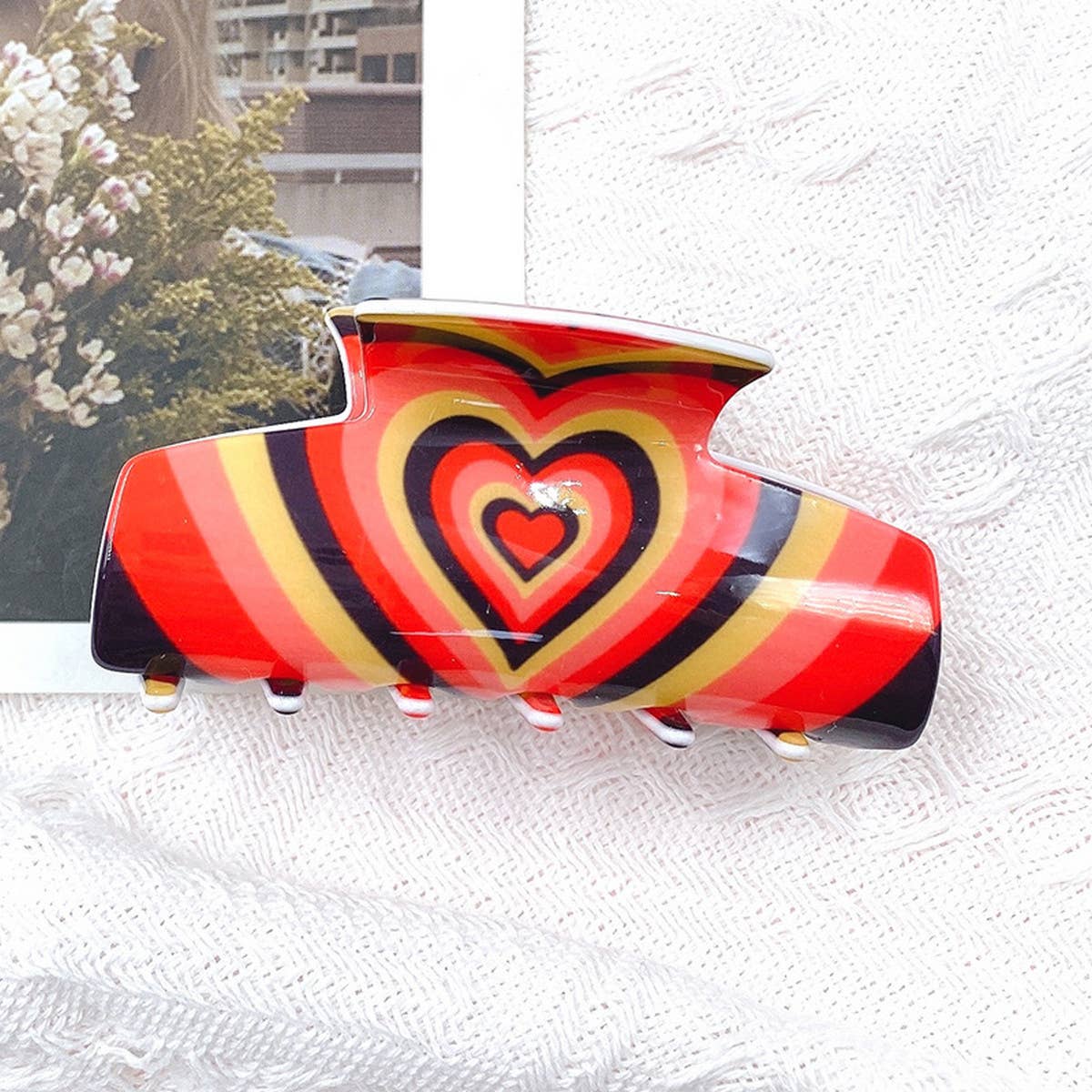 Cute heart shaped acrylic hairpin 8.7cm hairpin_CWAHA0670