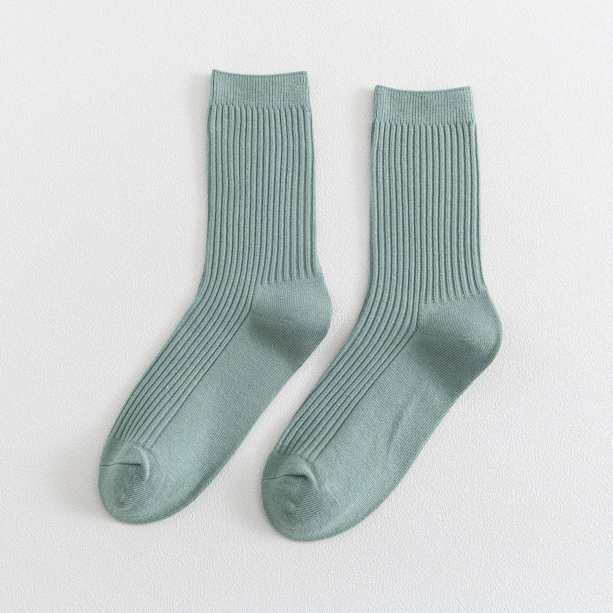 NEW ALL-MATCH DOUBLE-NEEDLE MID-CALF SOCKS