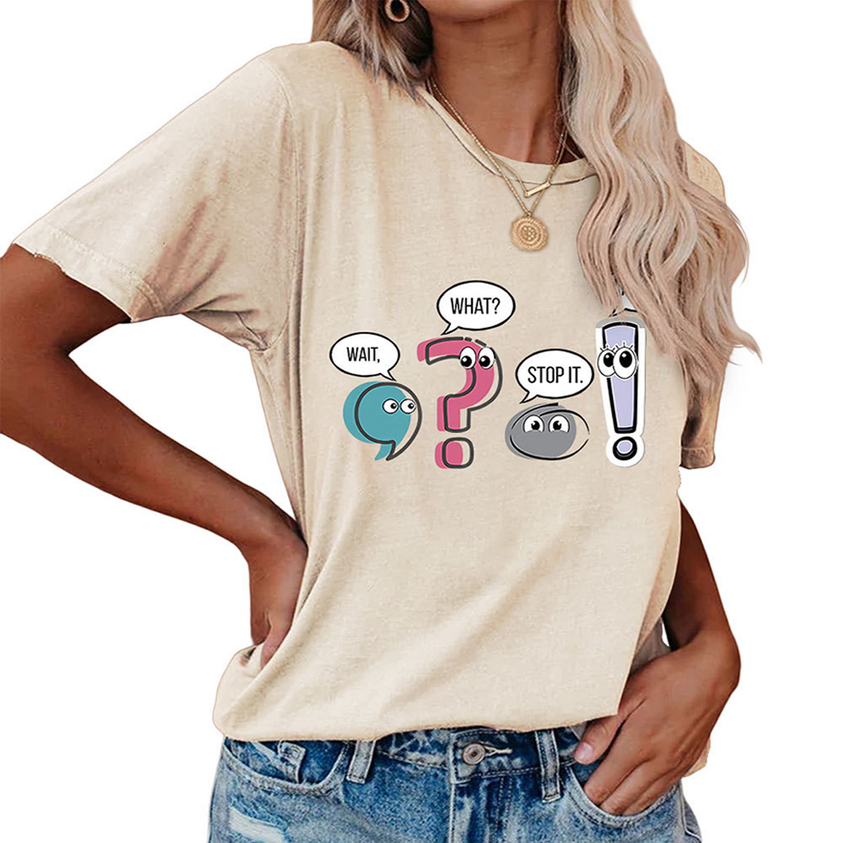 Chic Fun Casual Women's Crew Neck Tee_CWTTS1504