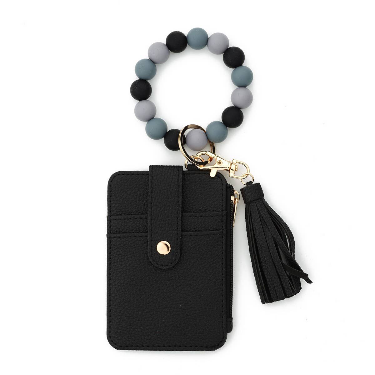 Pattern PU Card Holder with Silicone Bead Chain_CWAB4966