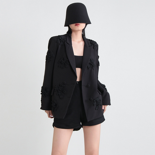 Double-Breasted Floral Blazer & Flare Pants Set