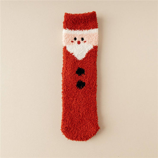 WOMEN CHRISTMAS WARM CORAL VELVET SOCKS