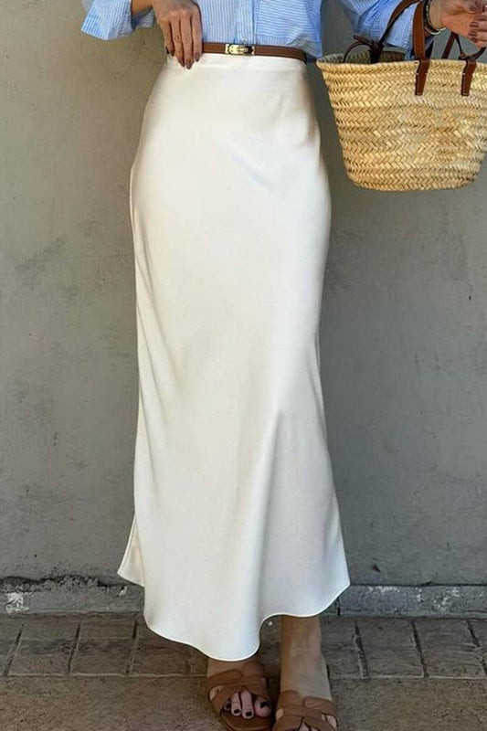 CWBLS00704_SOLID COLOR SATIN HIGH WAIST HIP SKIRT