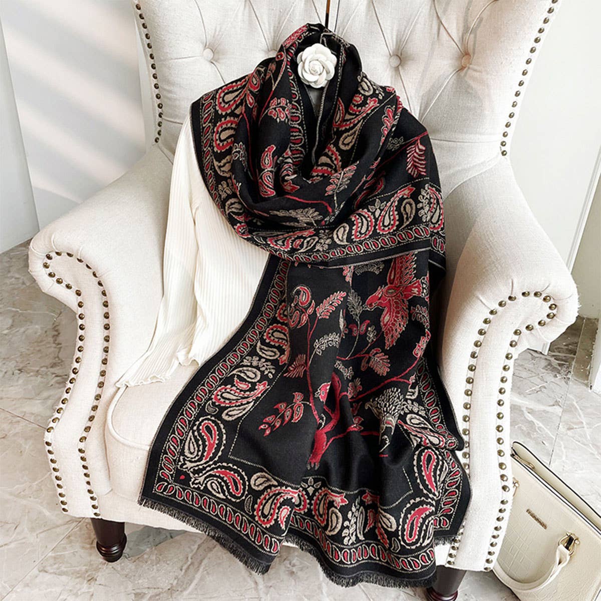 Printed Tassel Shawl Blanket Scarf for Office-Fall_CWASC0191