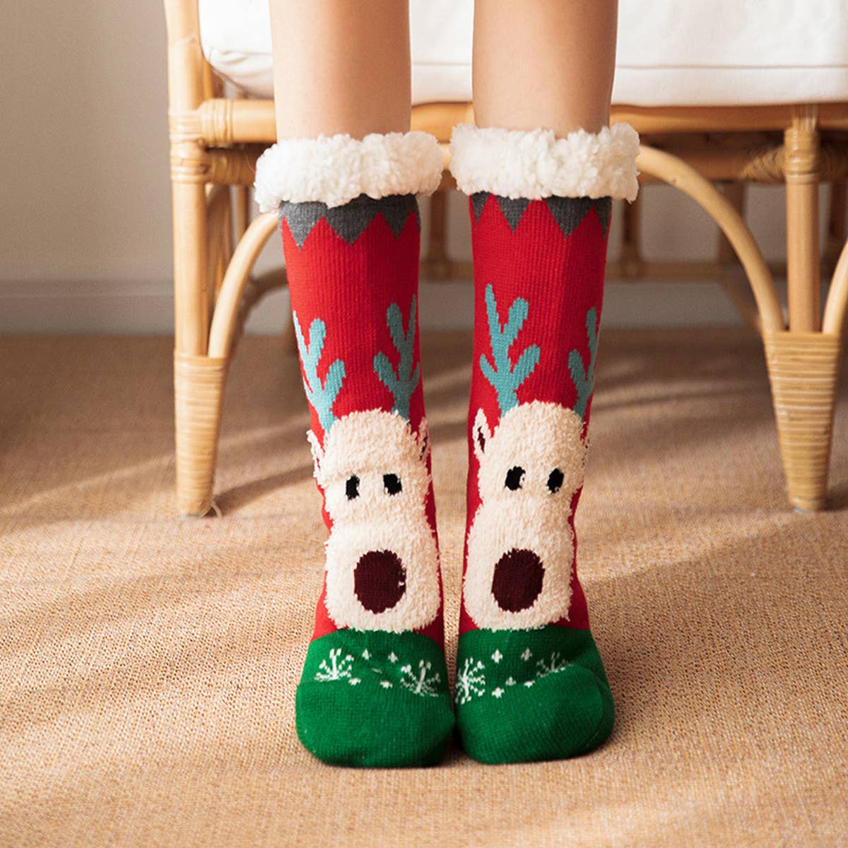 CHRISTMAS STOCKING PLUSH INDOOR SLIPPERS