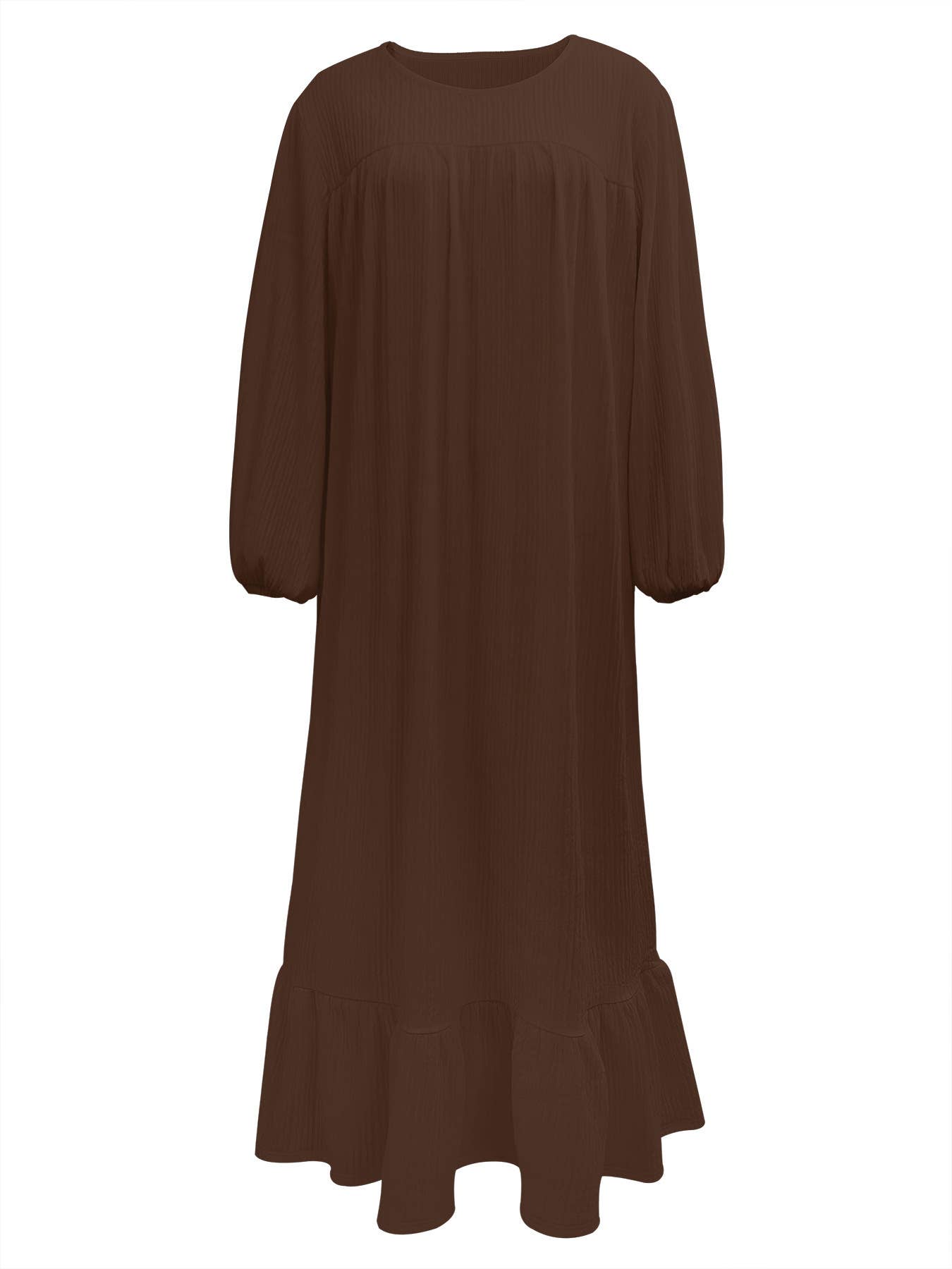 Retro solid-color ruffled hem dress