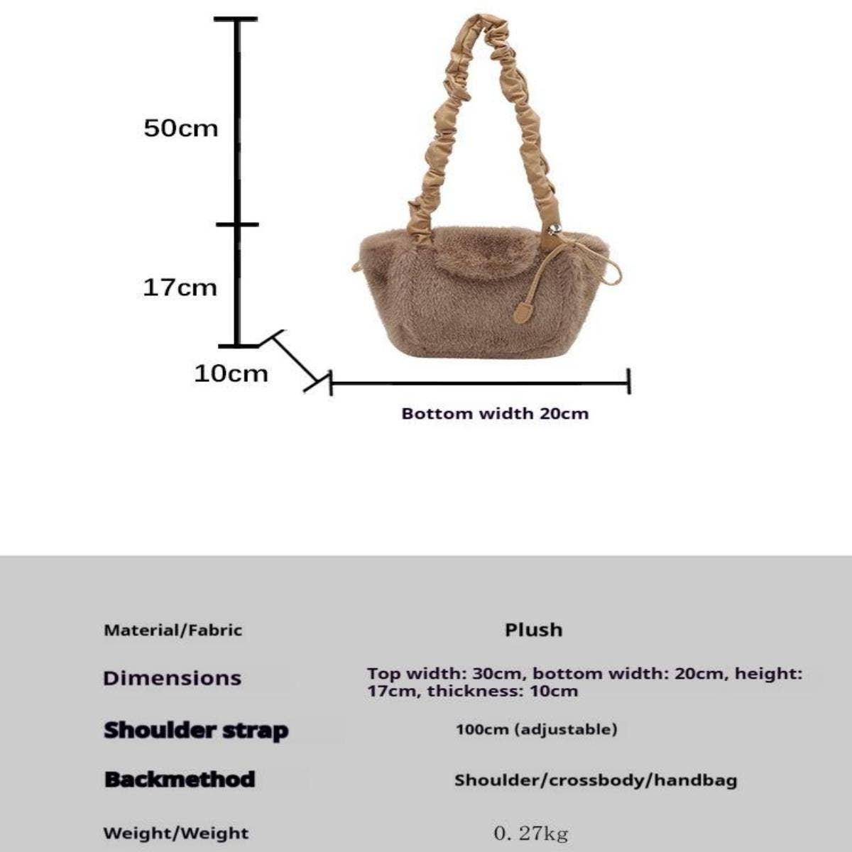 Elegant Fluffy Plush Handbag for Women_CUAB00545