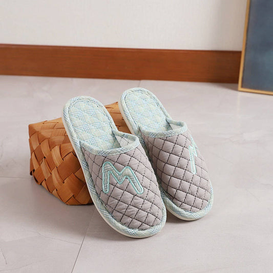 Thick Cotton PVC Sole Silent Couple Slippers