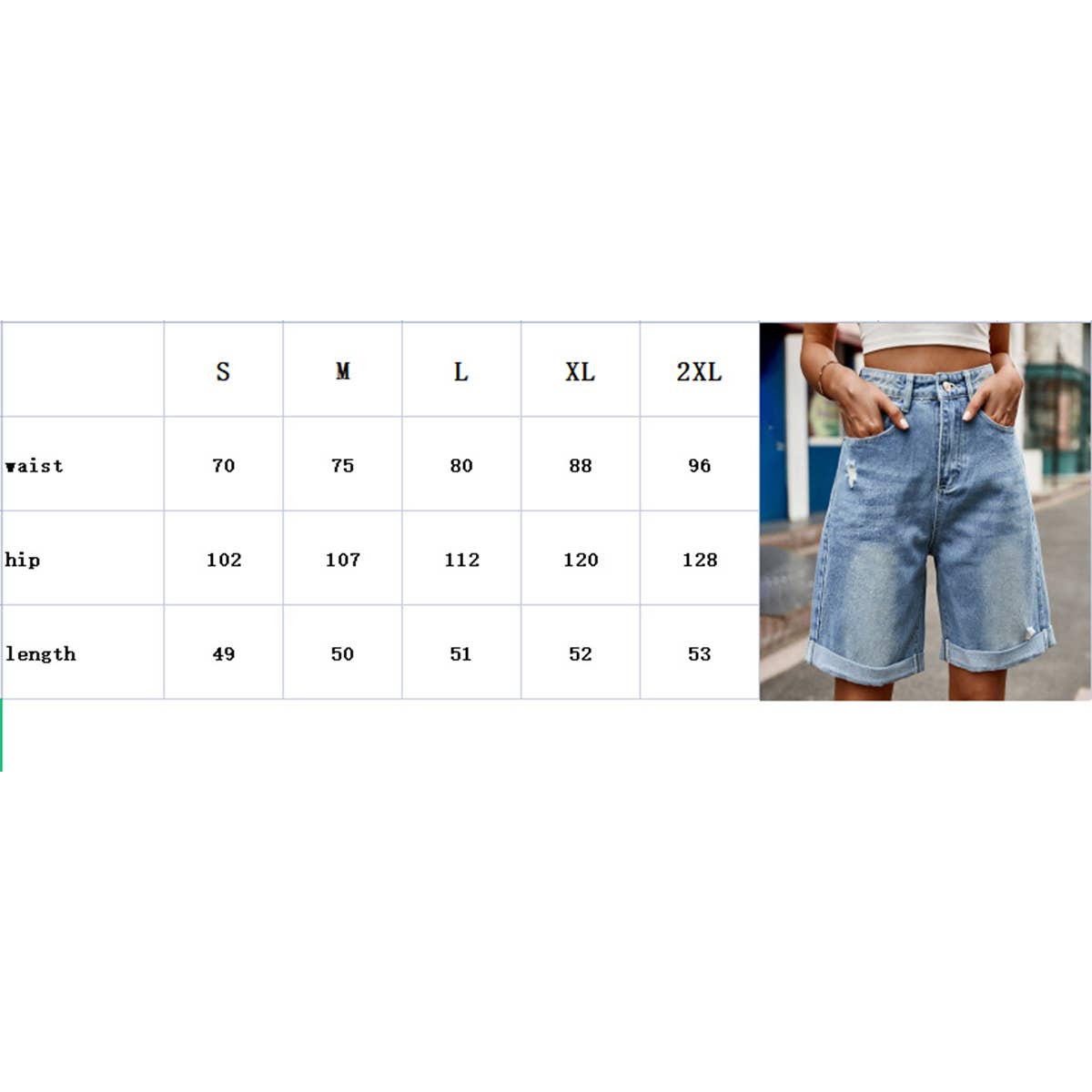 Casual ripped rolled straight quarter jean shorts