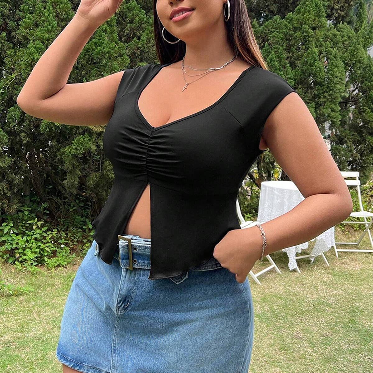 Sexy V-Neck Knit Sleeveless Top for Summer